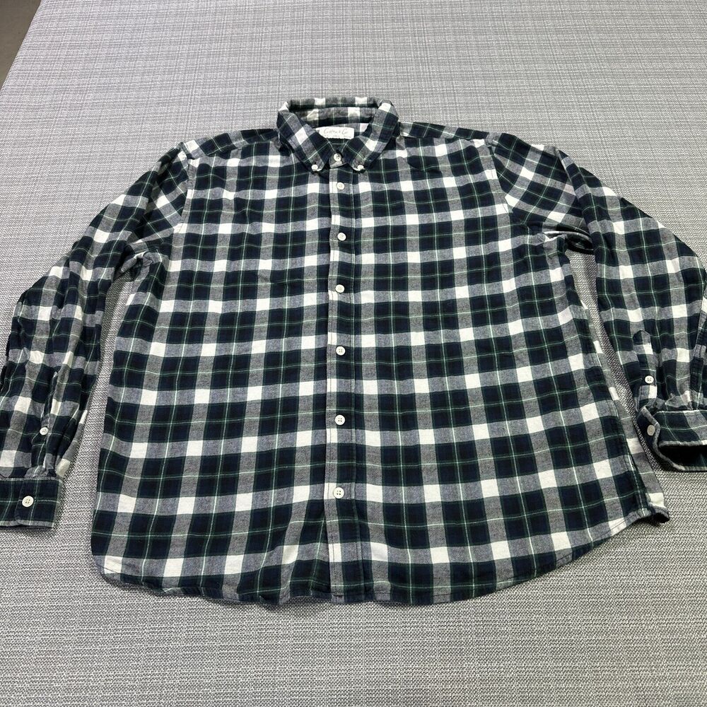 Cotton & Co‎ Shirt Mens XL Flannel Blue Plaid Outdoor Casual Cabin Comfort